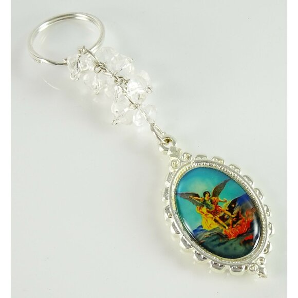 St Michael Archangel Keychain Saint Michel Key Chain Patron of Police Officers - Picture 1 of 2